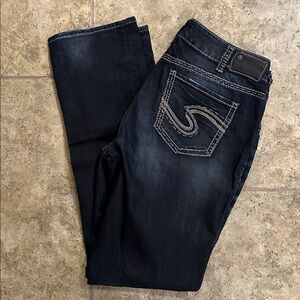 Silver Brand SUKI BABY BOOT Jeans Dark Blue Bootcut Size 12 / 33 EUC